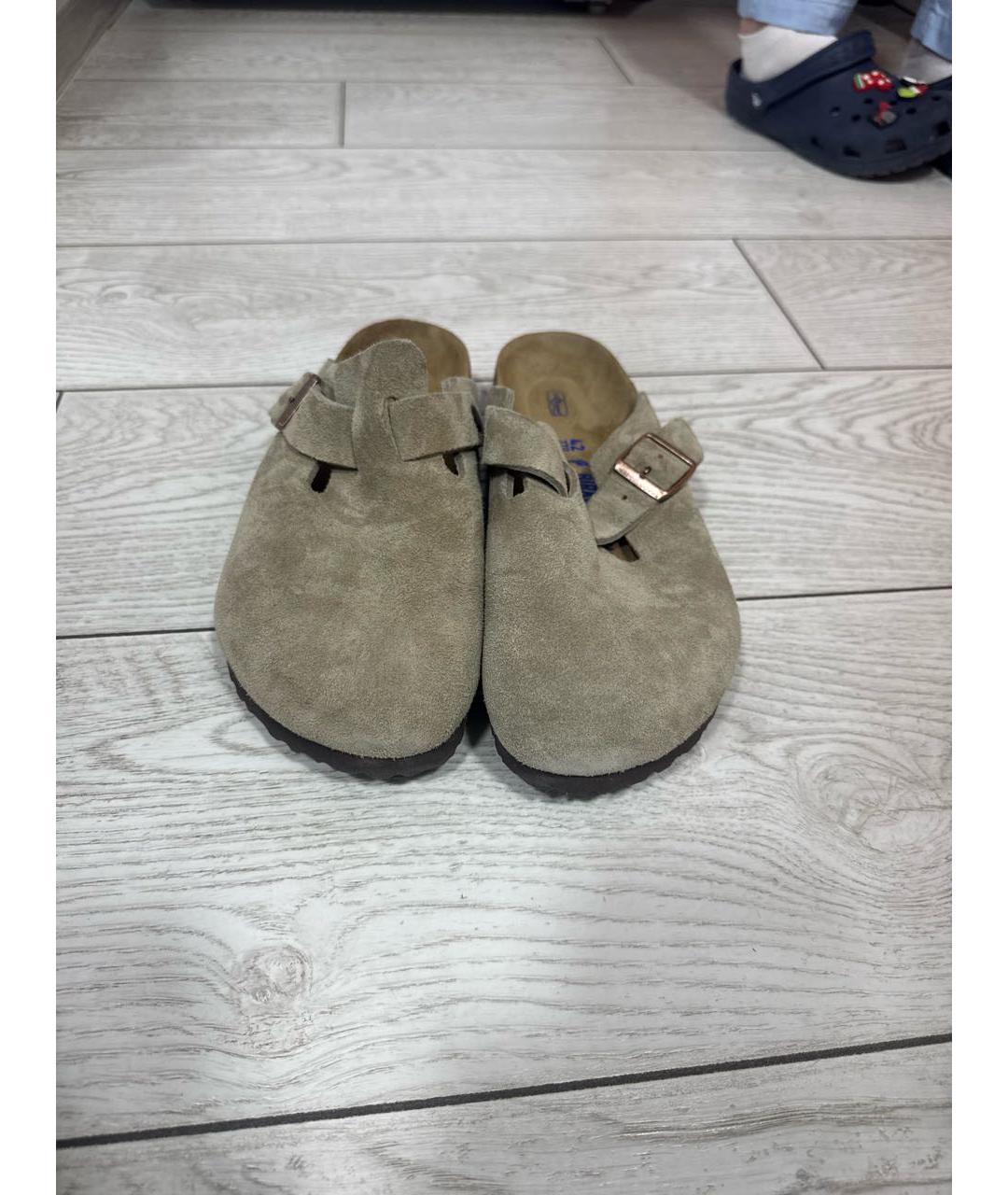 BIRKENSTOCK Бежевые замшевые сандалии, фото 2