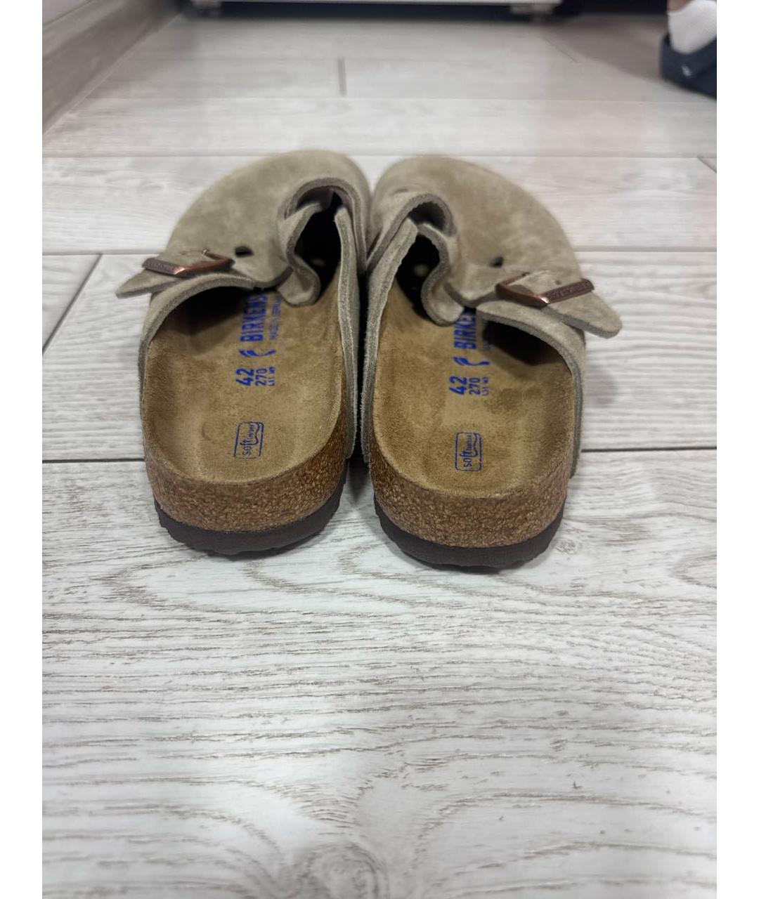 BIRKENSTOCK Бежевые замшевые сандалии, фото 4