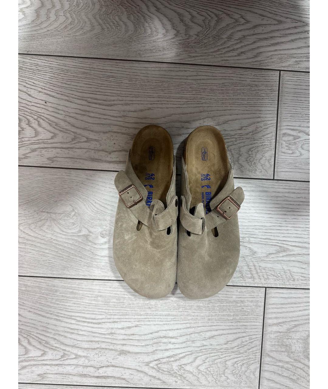 BIRKENSTOCK Бежевые замшевые сандалии, фото 3