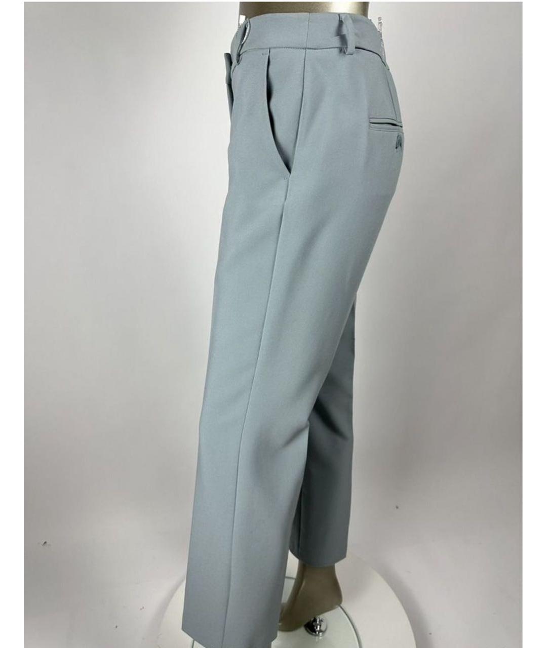 MAX MARA Голубые вискозные прямые брюки, фото 2
