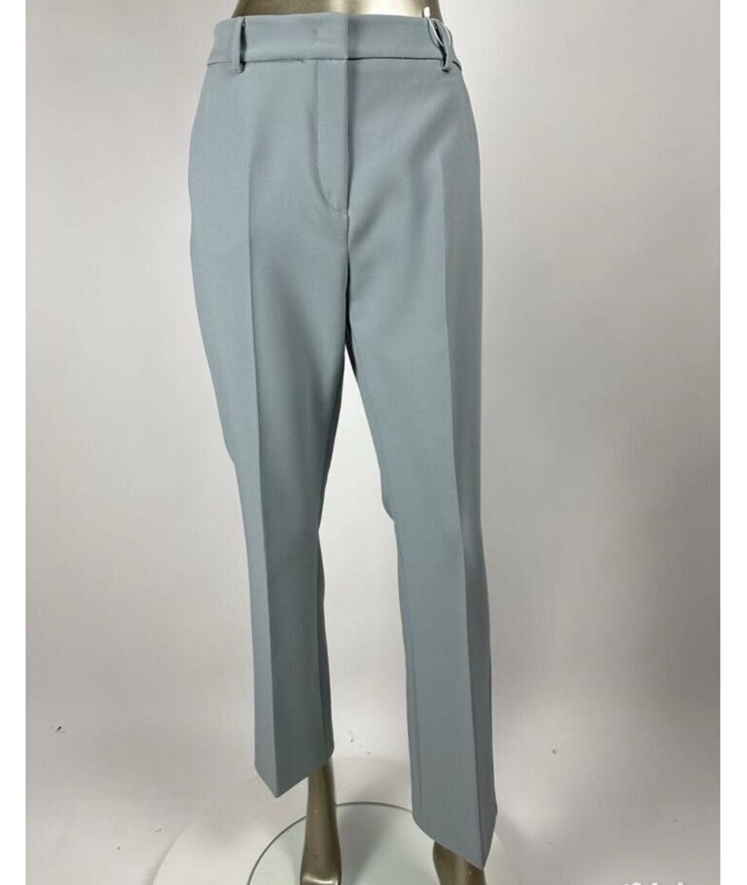 MAX MARA Голубые вискозные прямые брюки, фото 7