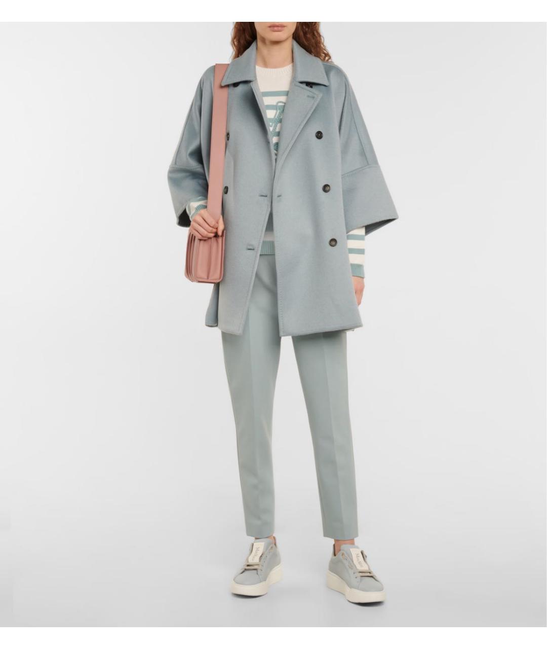 MAX MARA Голубые вискозные прямые брюки, фото 8