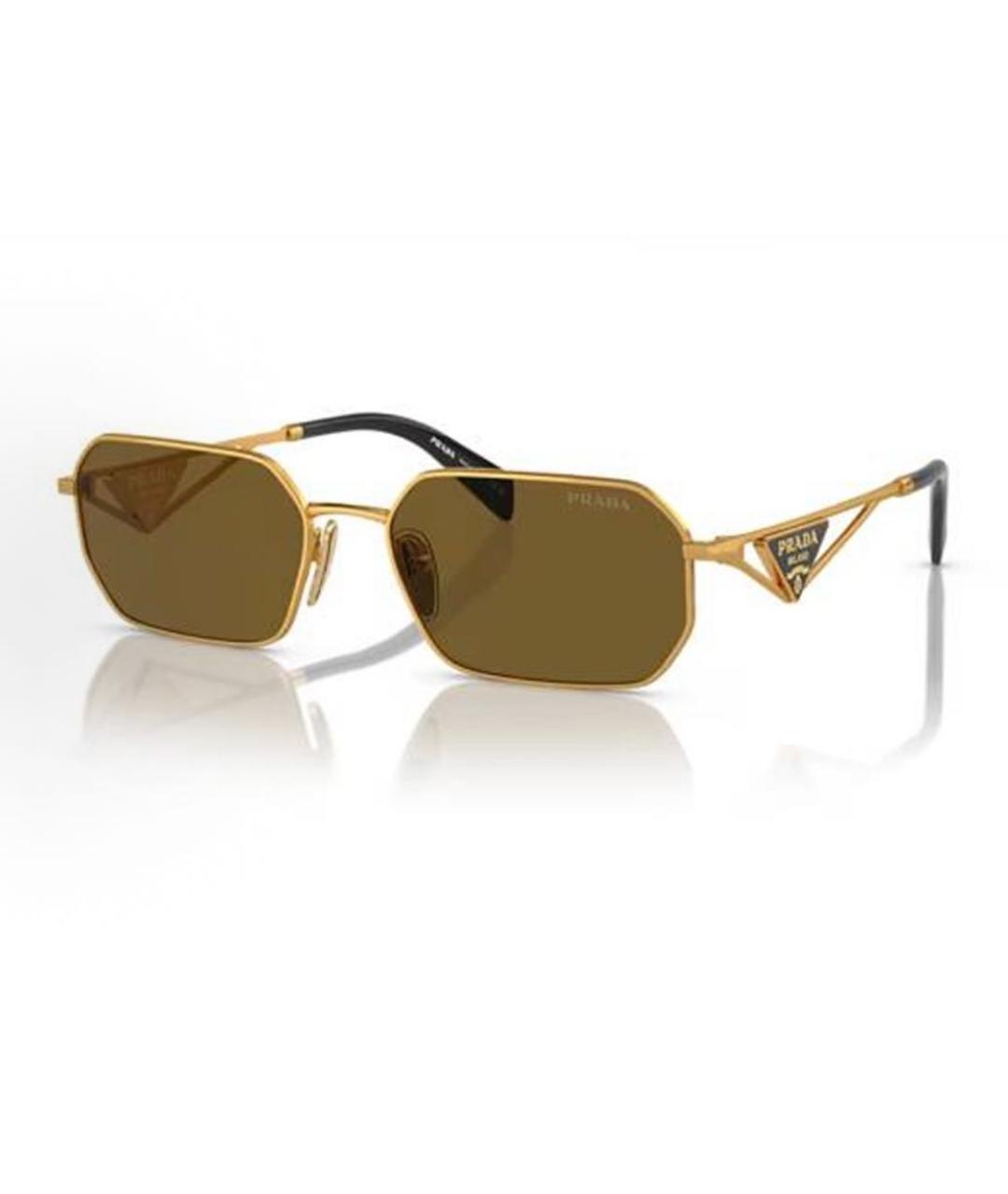 PRADA Золотые металлические солнцезащитные очки, фото 4