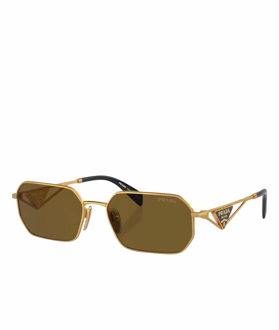 PRADA Золотые металлические солнцезащитные очки, фото 1