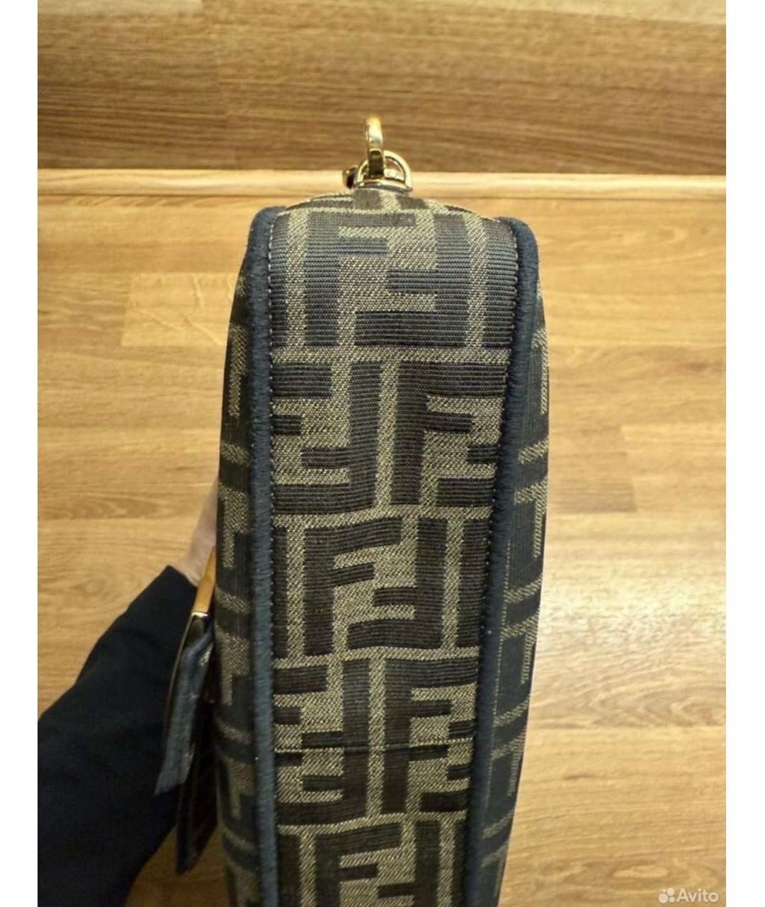 FENDI Коричневая жаккардовая сумка через плечо, фото 3