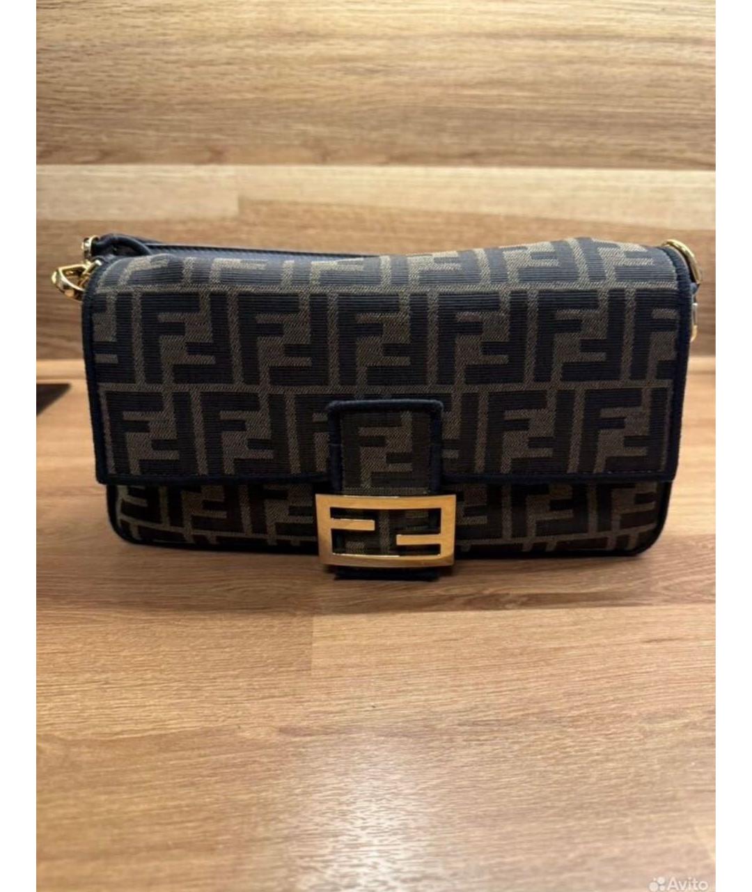FENDI Коричневая жаккардовая сумка через плечо, фото 6