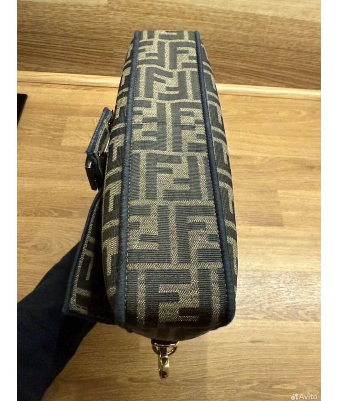 FENDI Коричневая жаккардовая сумка через плечо, фото 2