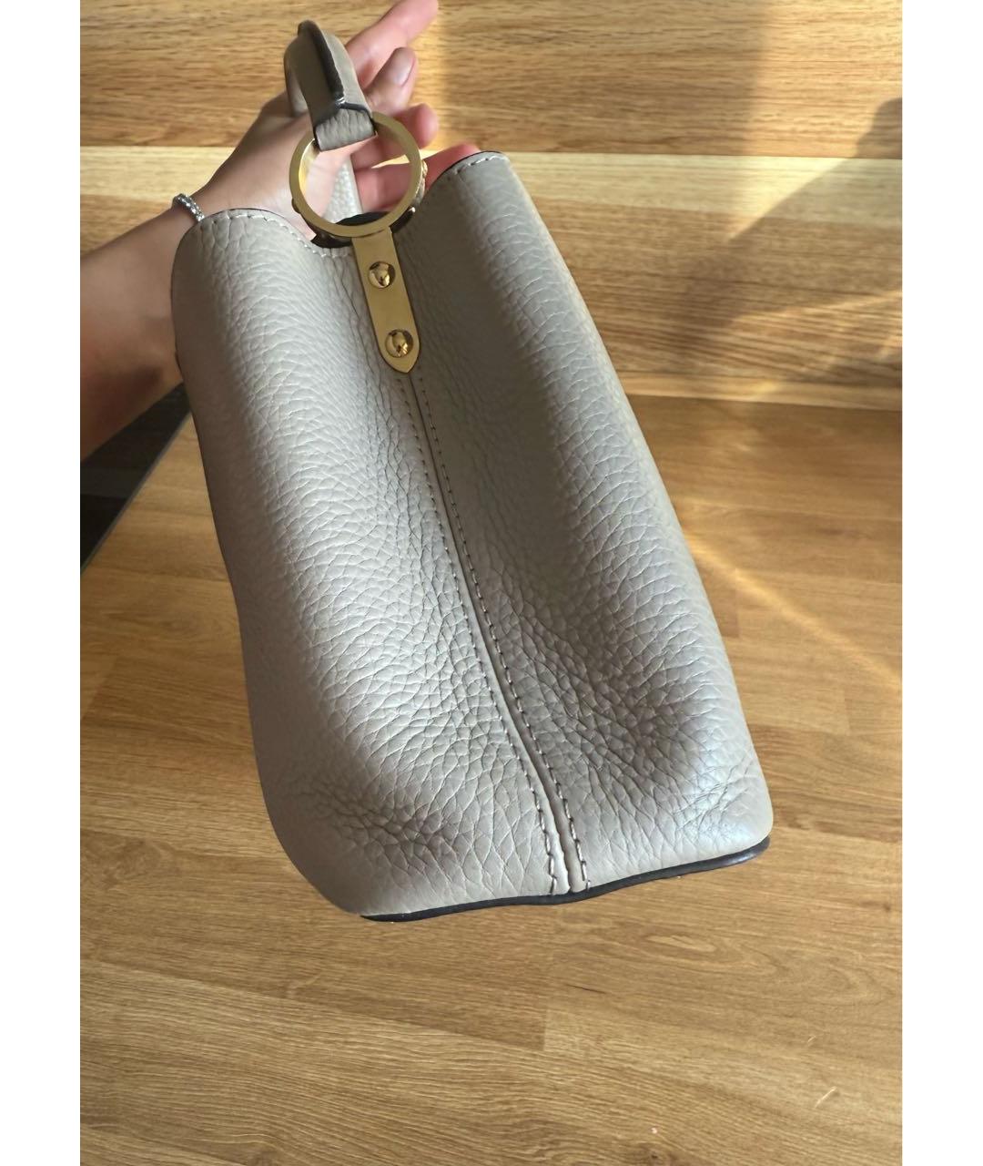 LOUIS VUITTON Бежевая кожаная сумка с короткими ручками, фото 2