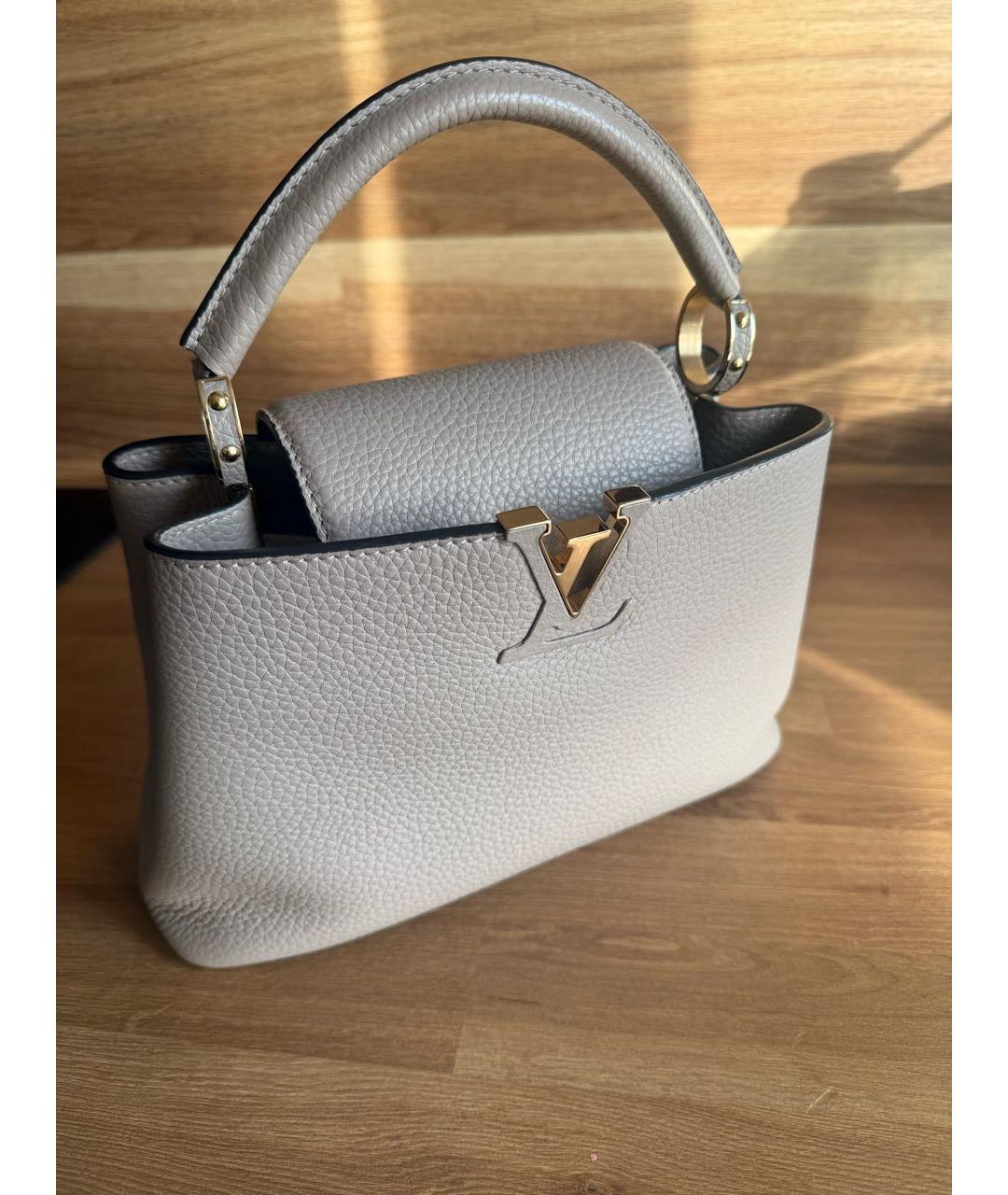 LOUIS VUITTON Бежевая кожаная сумка с короткими ручками, фото 6