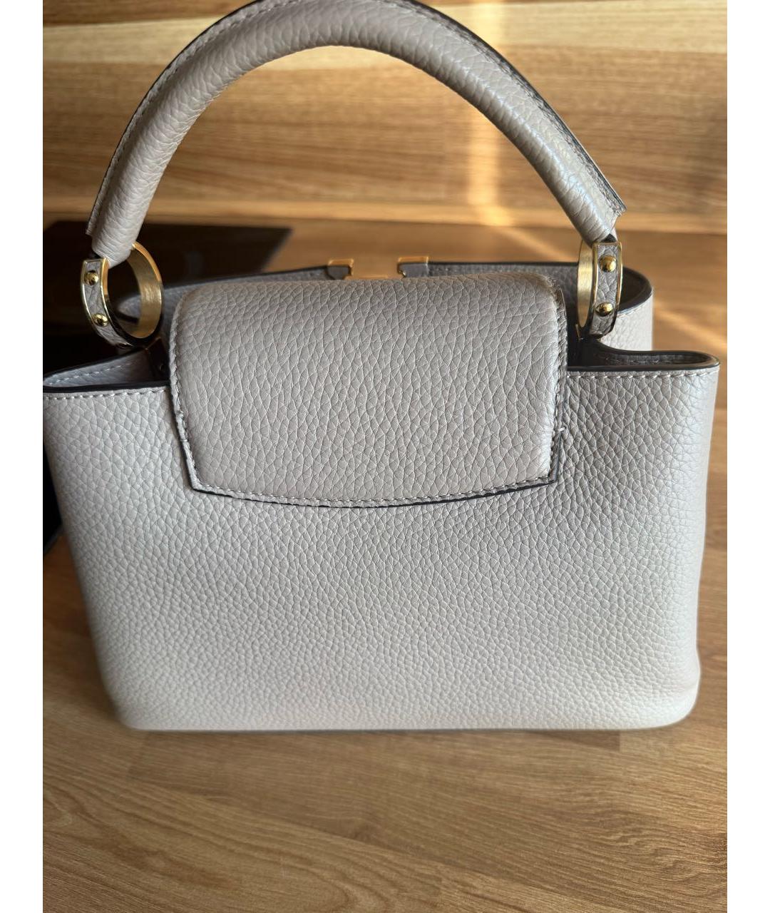 LOUIS VUITTON Бежевая кожаная сумка с короткими ручками, фото 3