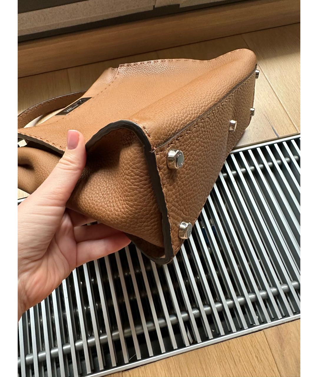 FENDI Коричневая кожаная сумка тоут, фото 6