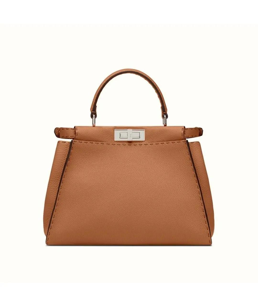FENDI Коричневая кожаная сумка тоут, фото 1