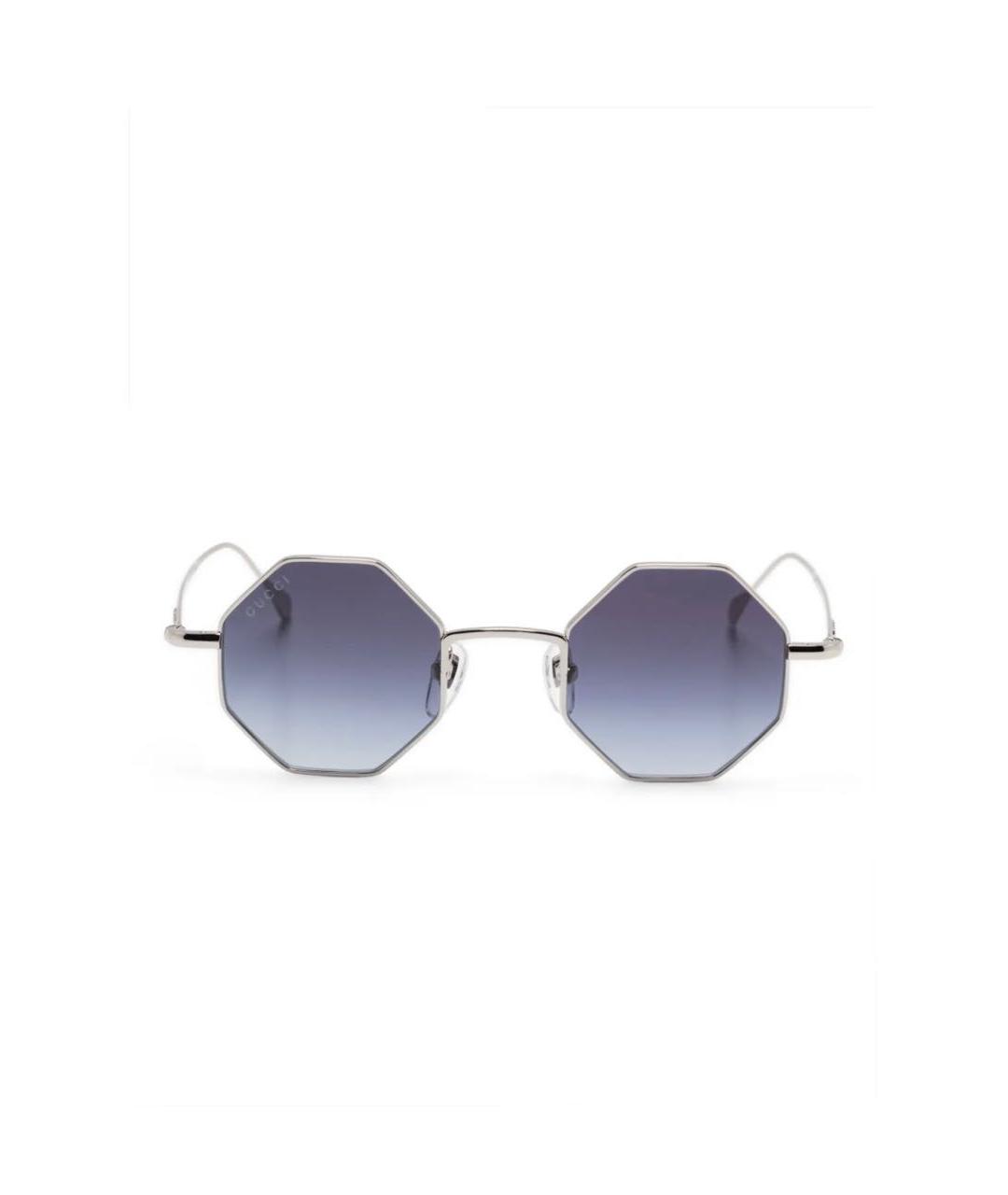 GUCCI Серебряные металлические солнцезащитные очки, фото 1