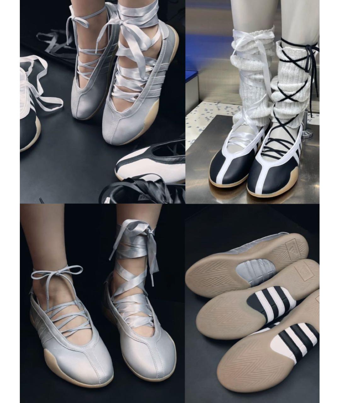 ADIDAS Серебряные балетки из искусственной кожи, фото 4
