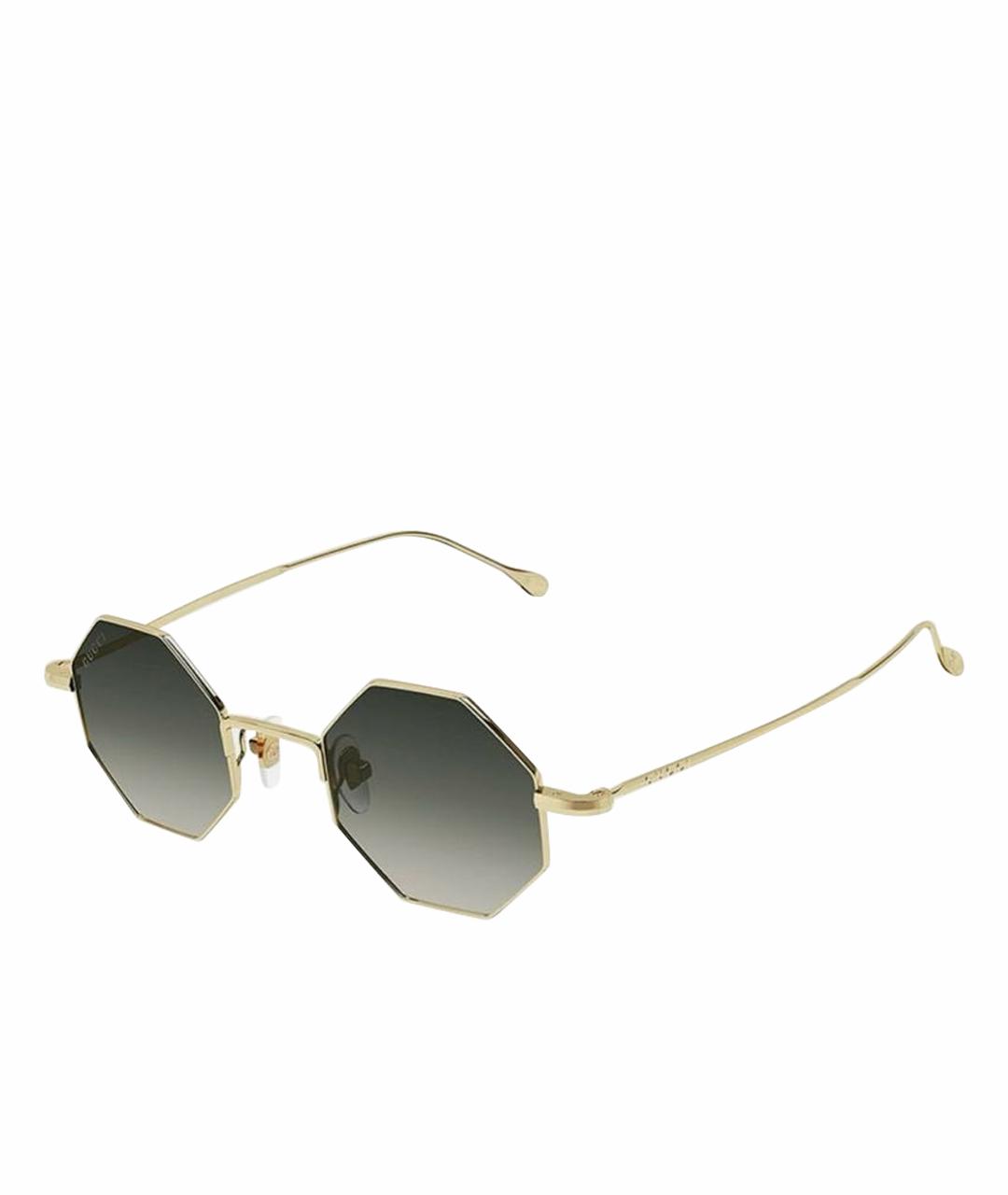 GUCCI Золотые металлические солнцезащитные очки, фото 1
