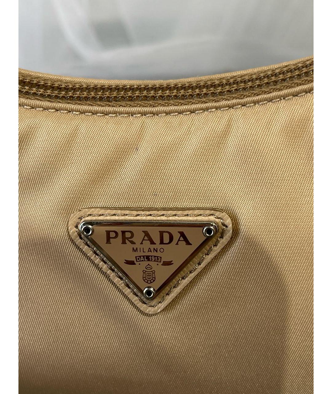 PRADA Бежевая тканевая сумка с короткими ручками, фото 7