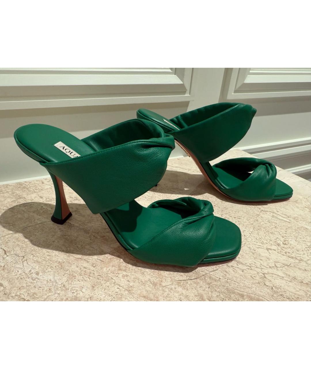 AQUAZZURA Зеленые кожаные босоножки, фото 2