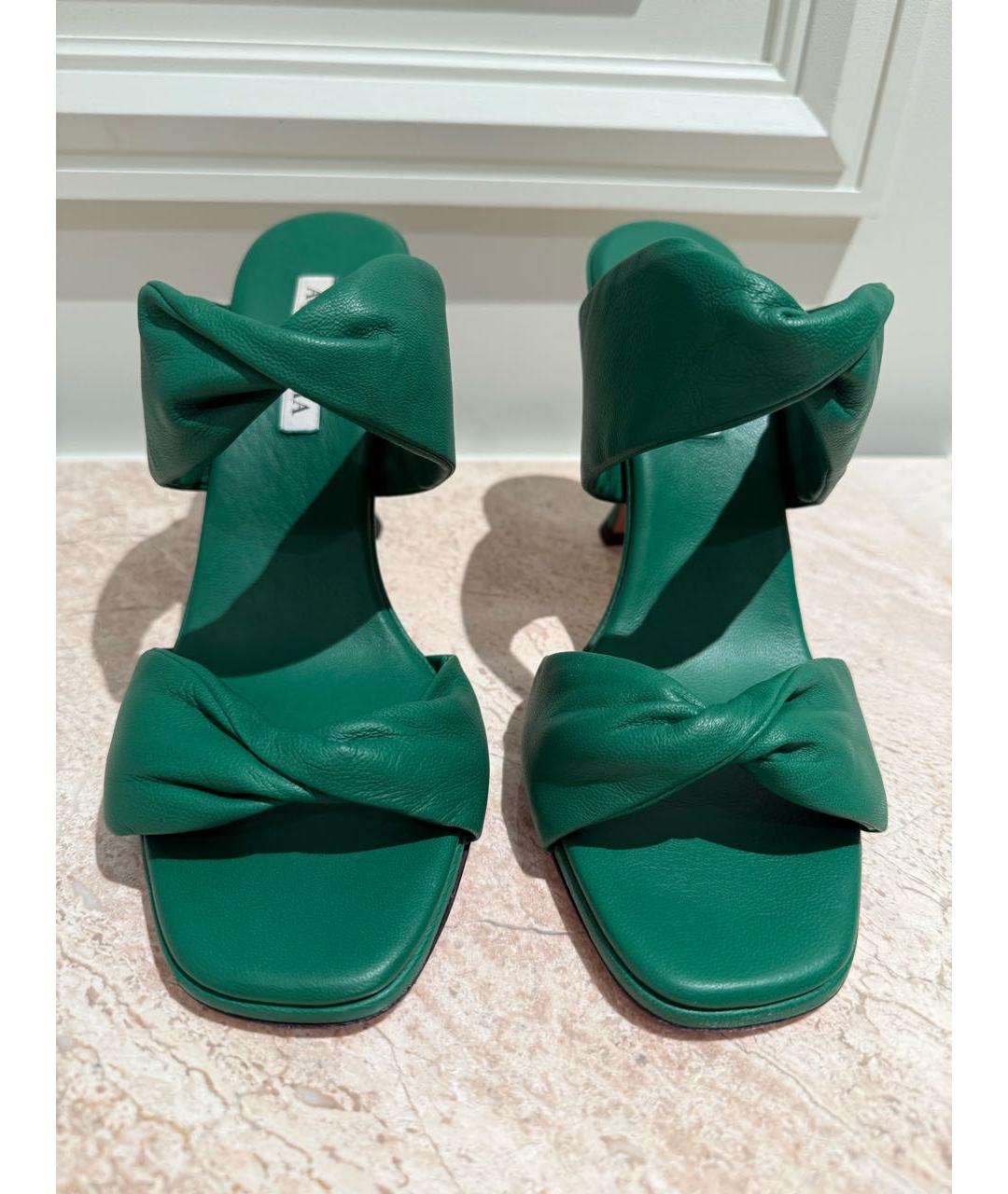 AQUAZZURA Зеленые кожаные босоножки, фото 3