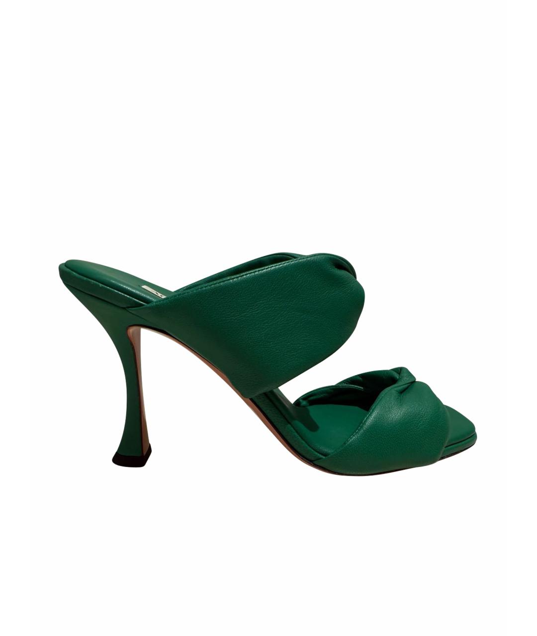 AQUAZZURA Зеленые кожаные босоножки, фото 1