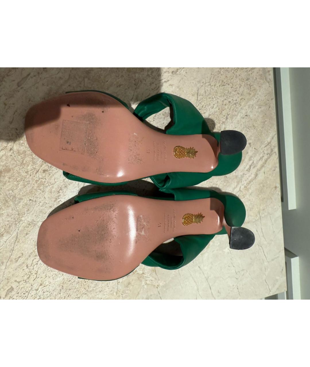 AQUAZZURA Зеленые кожаные босоножки, фото 4