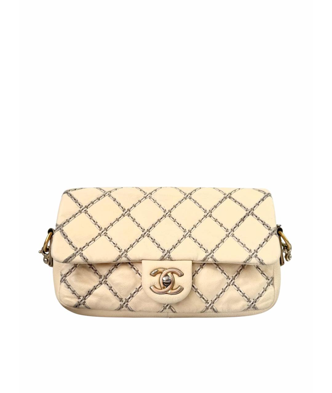 CHANEL Бежевая кожаная сумка через плечо, фото 1