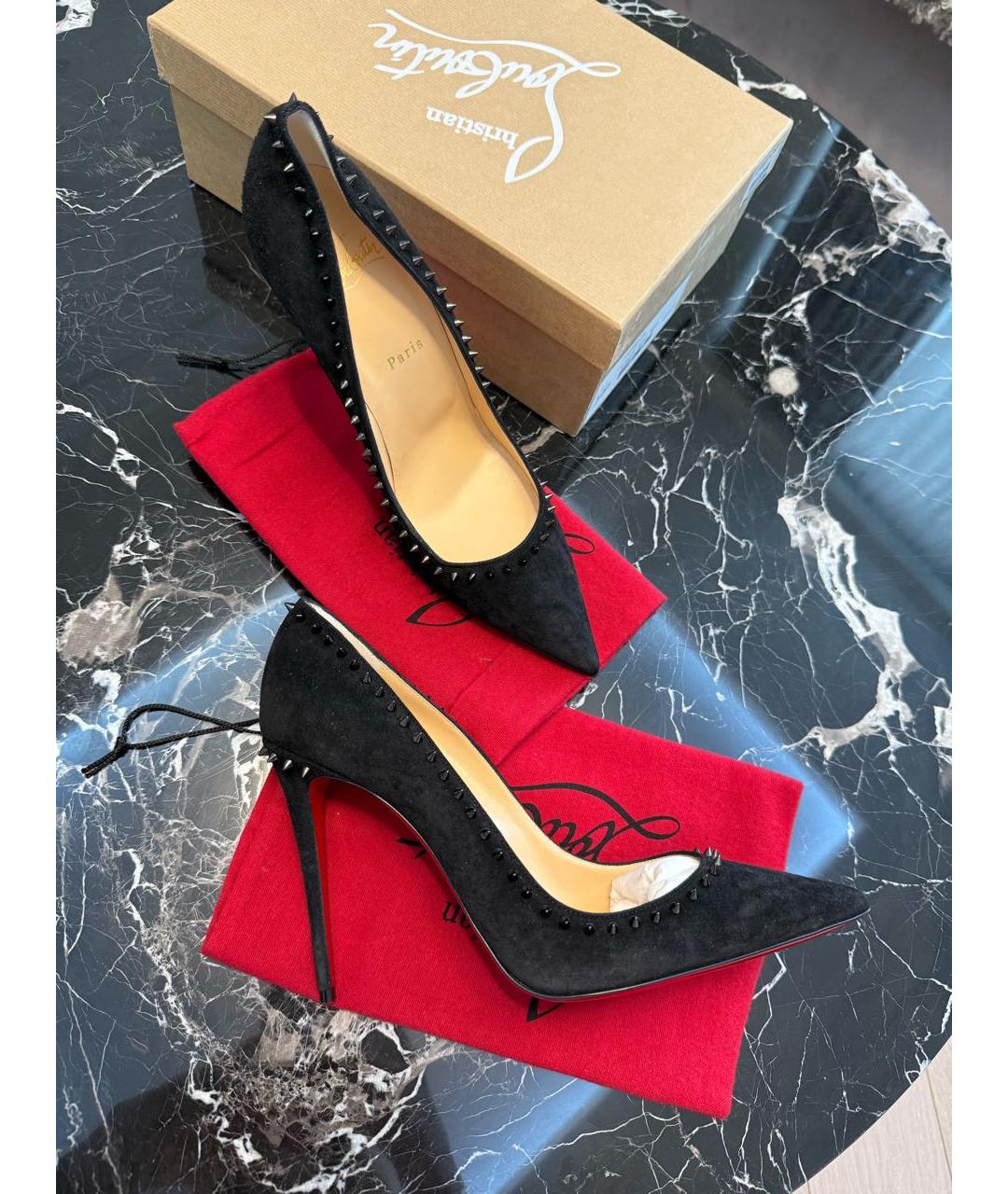 CHRISTIAN LOUBOUTIN Черные замшевые туфли, фото 2