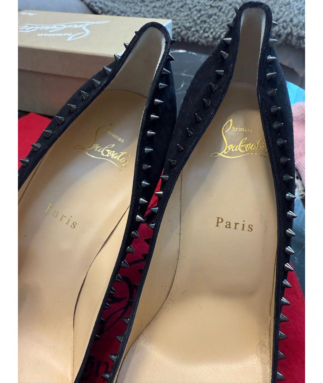 CHRISTIAN LOUBOUTIN Черные замшевые туфли, фото 7