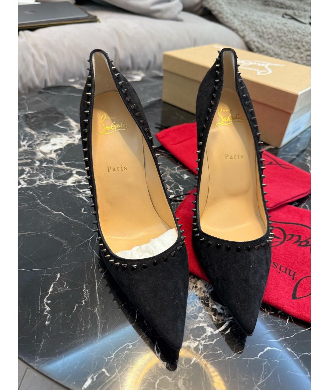 CHRISTIAN LOUBOUTIN Черные замшевые туфли, фото 5