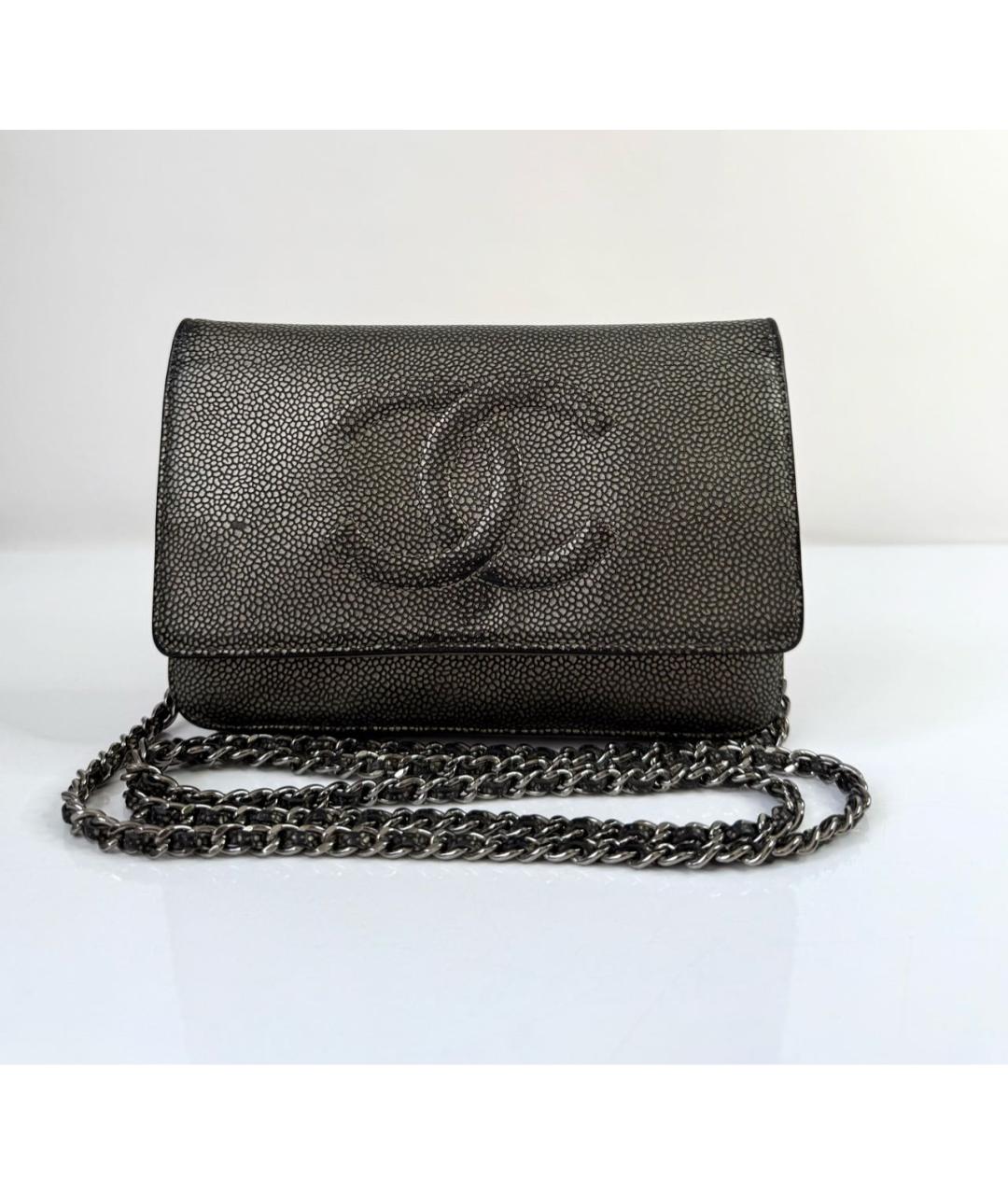 CHANEL Серая кожаная сумка через плечо, фото 8