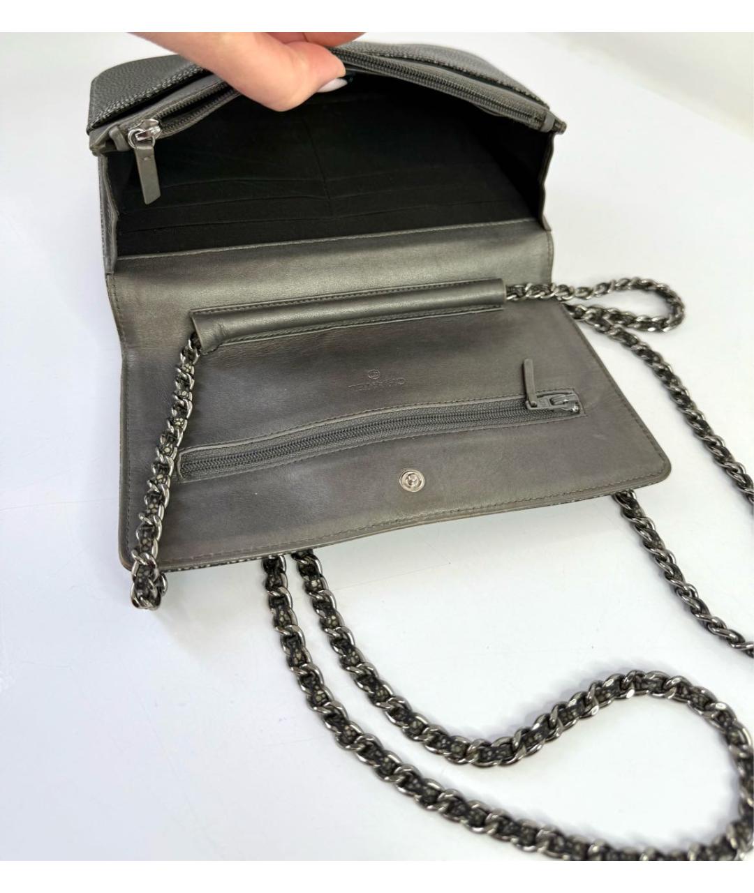 CHANEL Серая кожаная сумка через плечо, фото 6