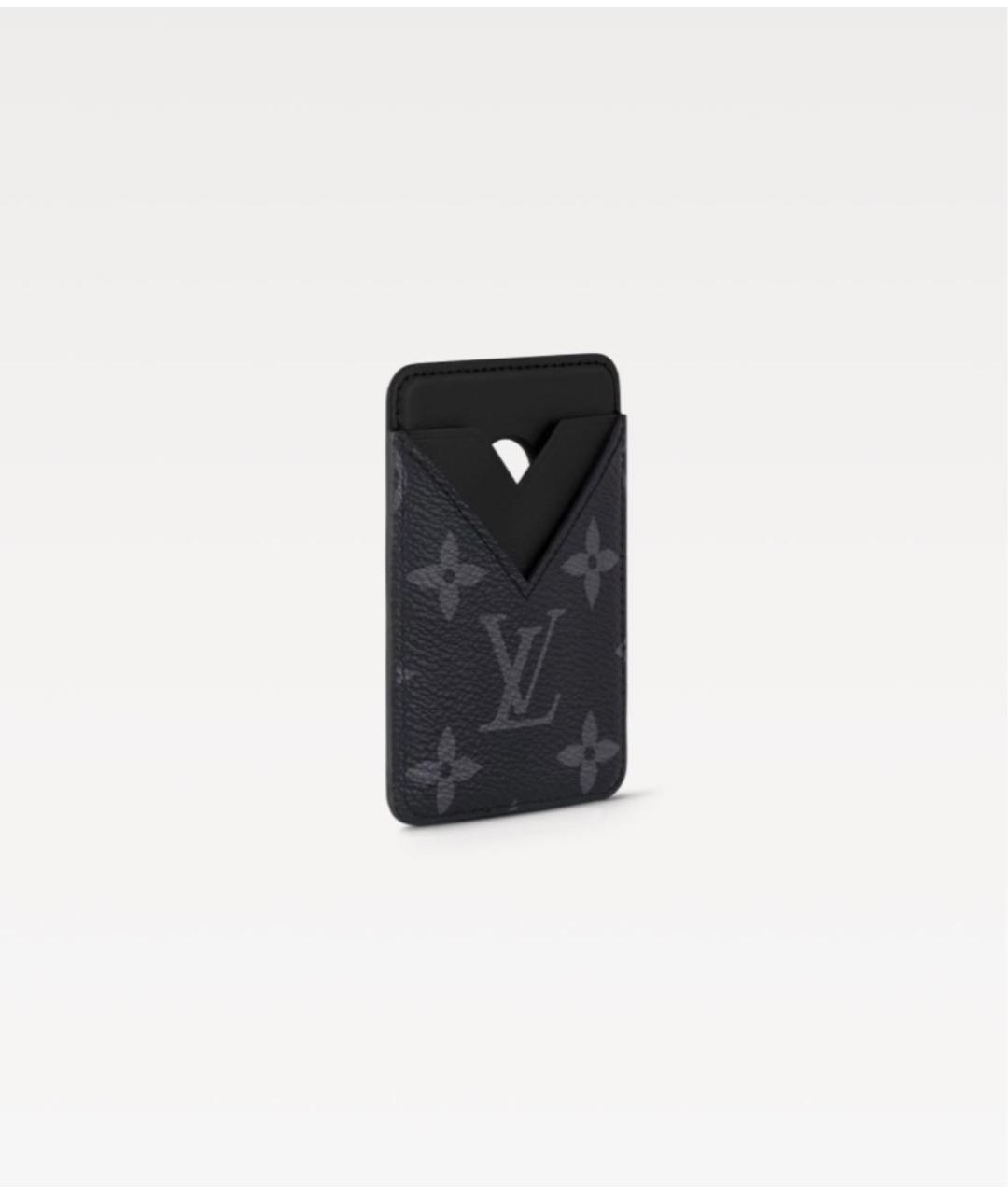 LOUIS VUITTON Антрацитовый кожаный кардхолдер, фото 2
