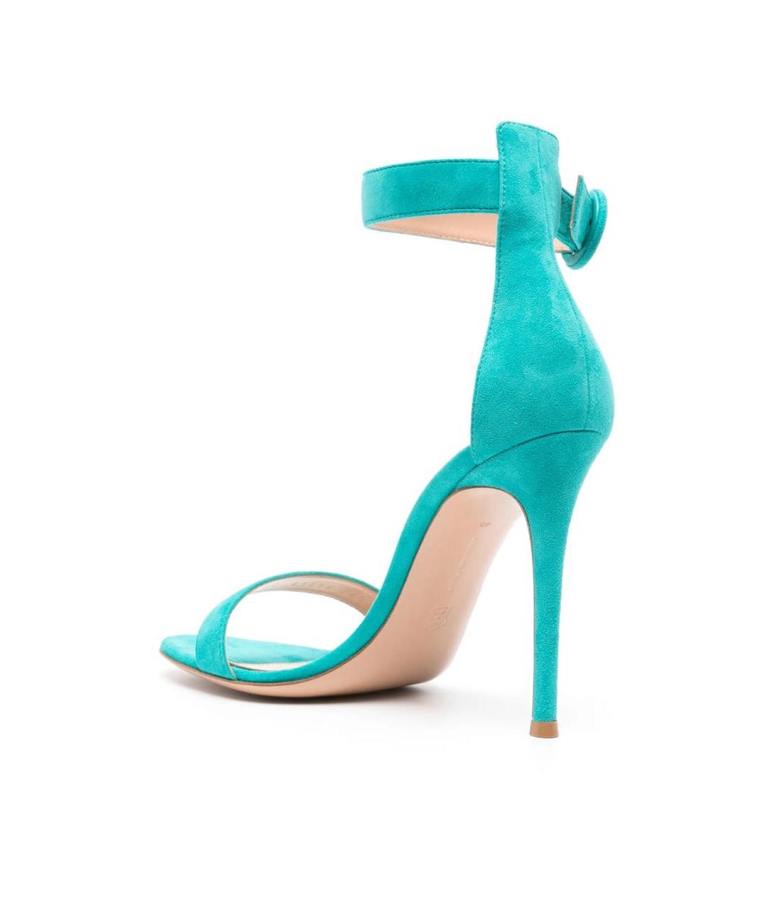 GIANVITO ROSSI Бирюзовые кожаные босоножки, фото 3