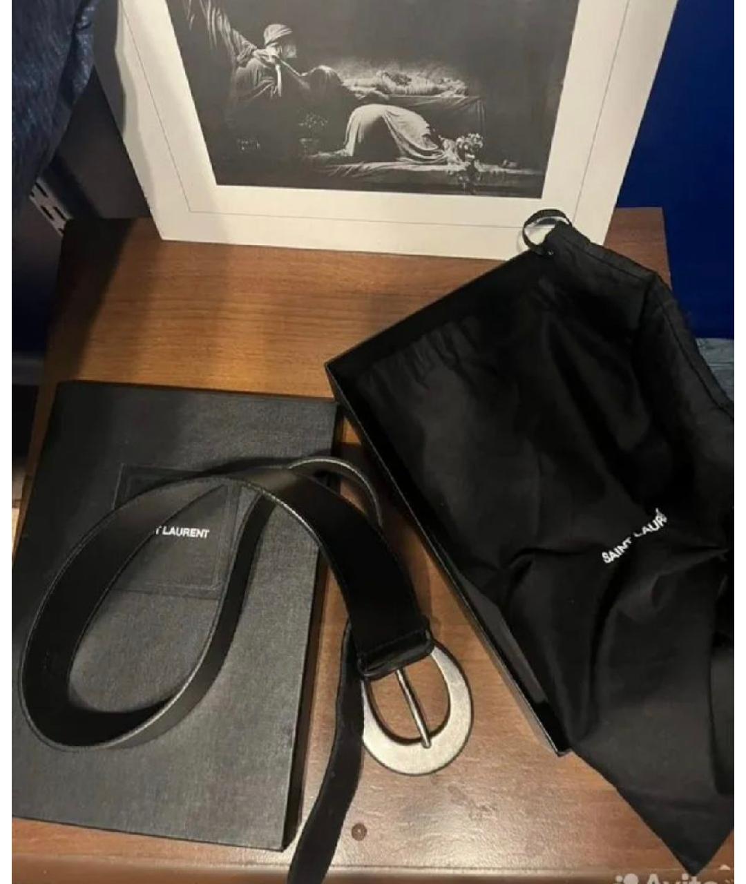 SAINT LAURENT Черный кожаный ремень, фото 6