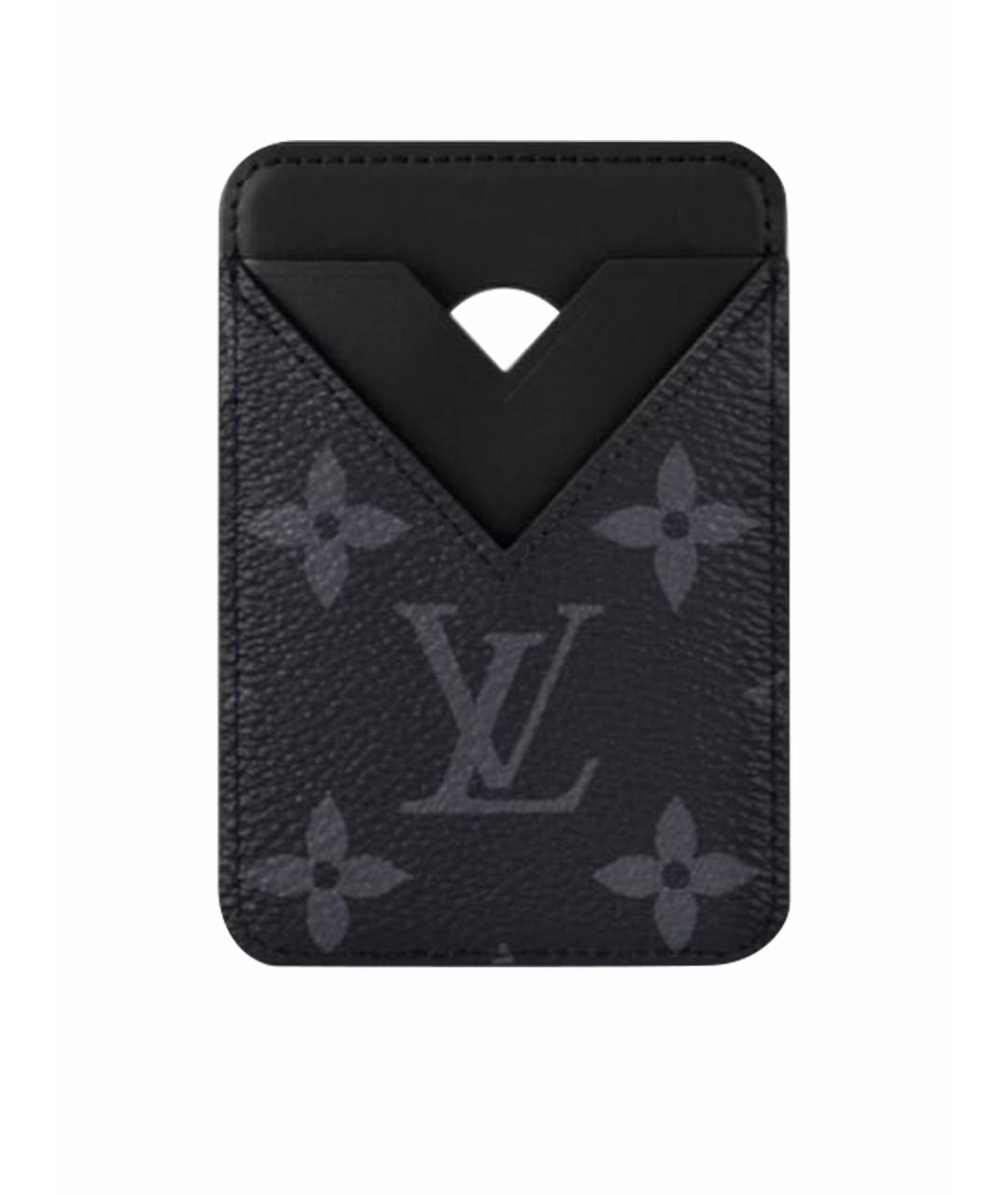 LOUIS VUITTON Антрацитовый кожаный кардхолдер, фото 1