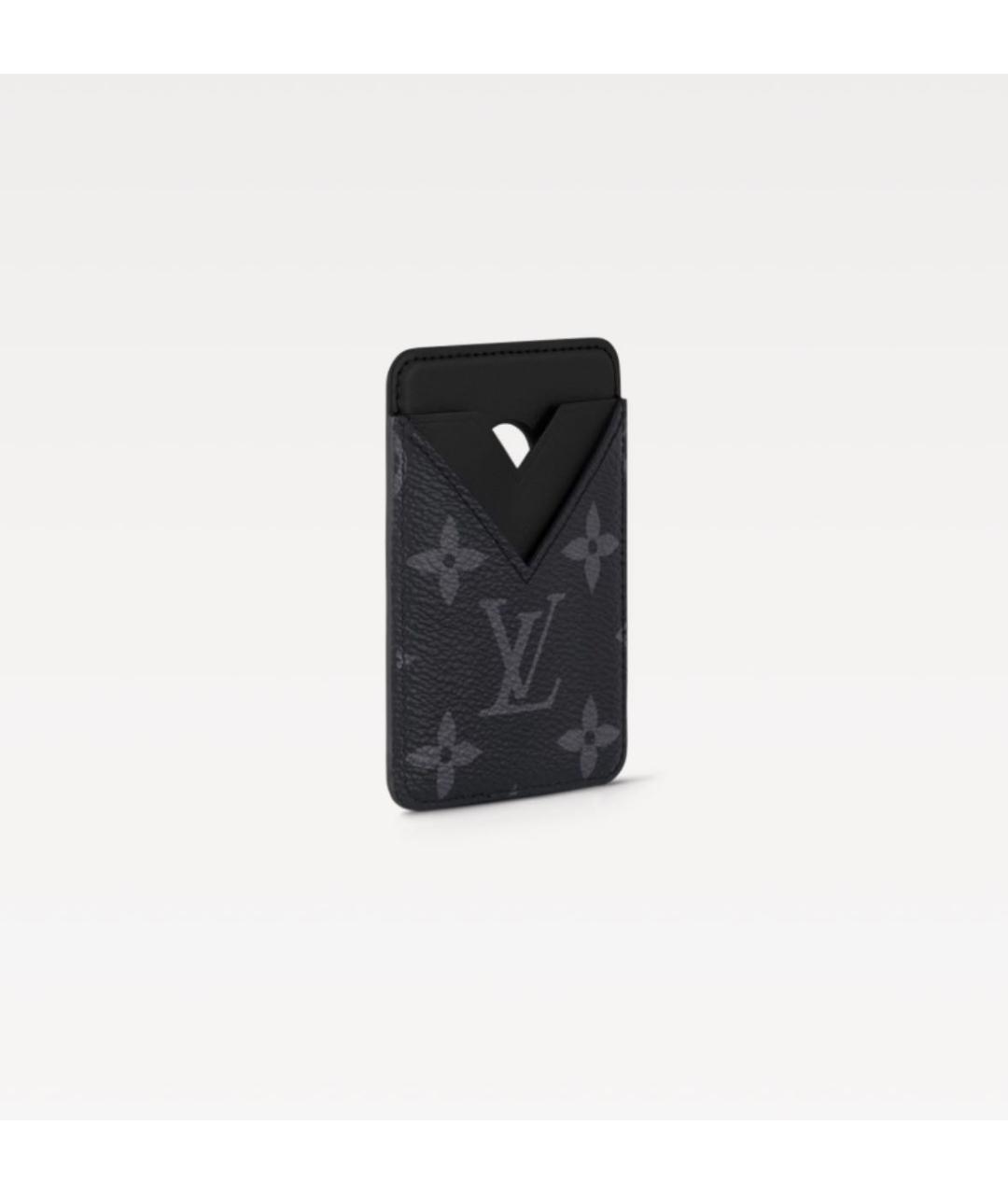 LOUIS VUITTON Антрацитовый кожаный кардхолдер, фото 2