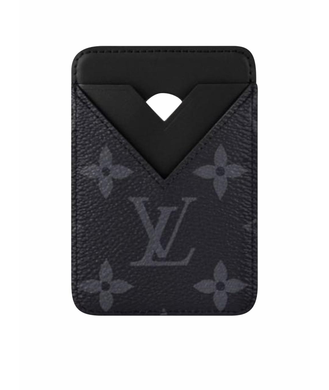 LOUIS VUITTON Антрацитовый кожаный кардхолдер, фото 5