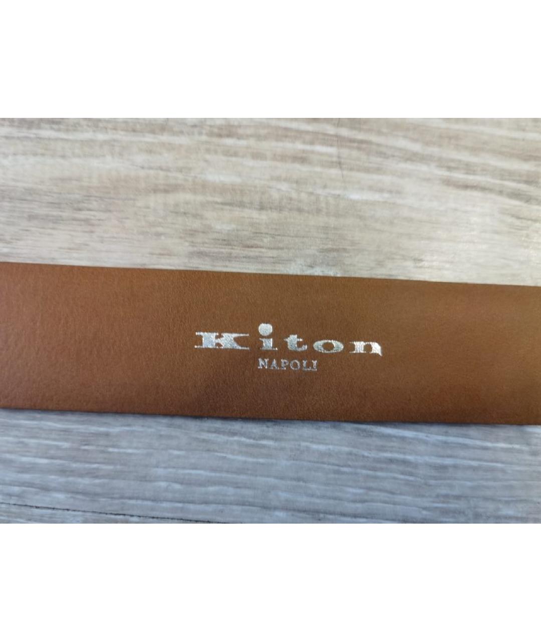 KITON Коричневый кожаный ремень, фото 4