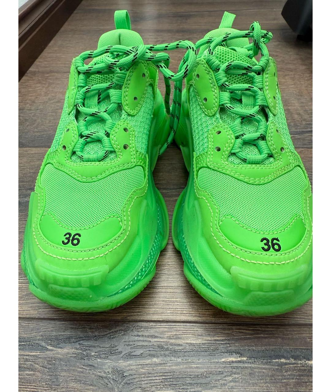 BALENCIAGA Салатовые кожаные кроссовки, фото 3