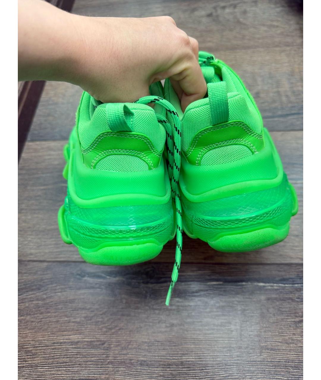 BALENCIAGA Салатовые кожаные кроссовки, фото 4