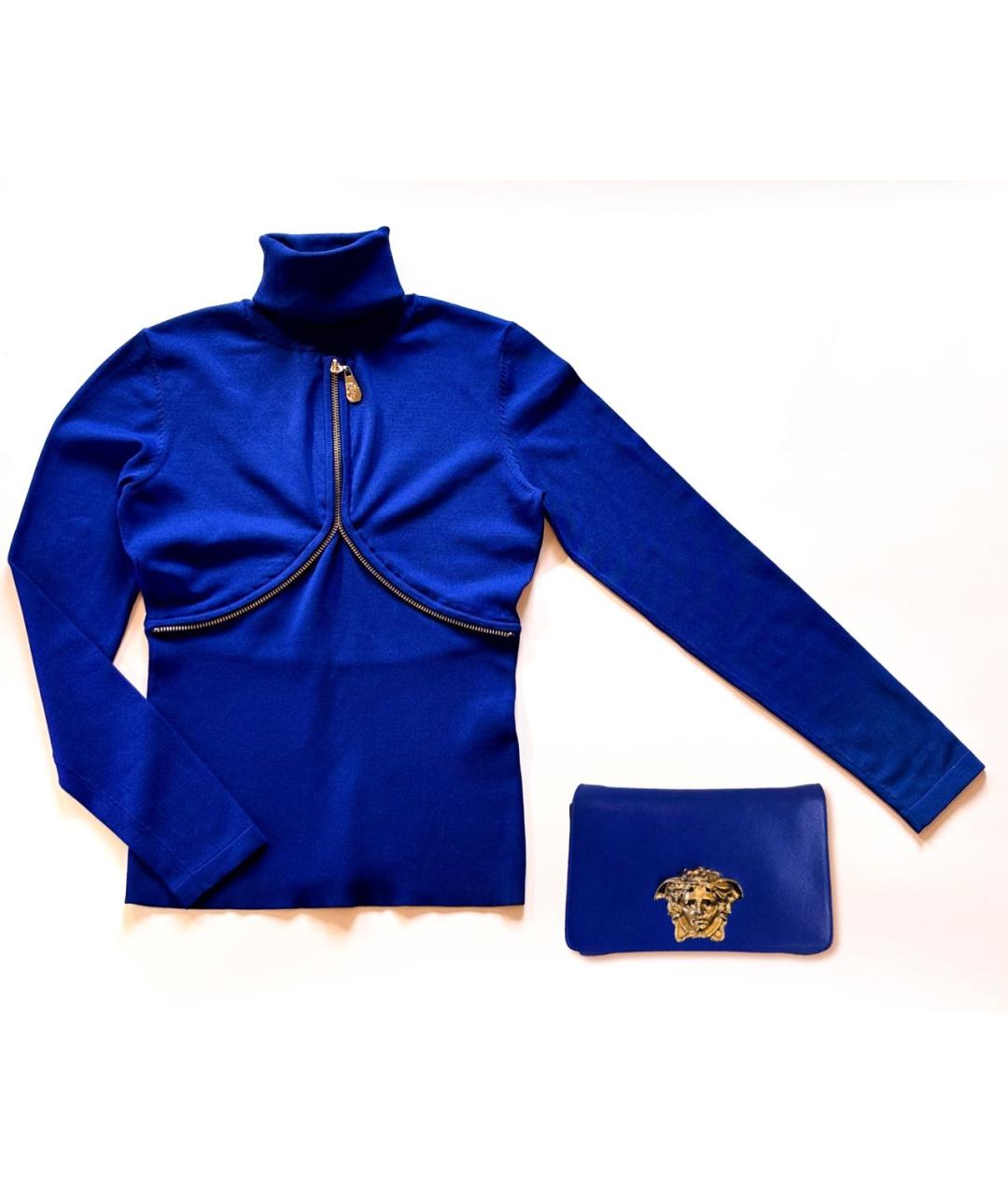 VERSACE COLLECTION Синяя вискозная водолазка, фото 2
