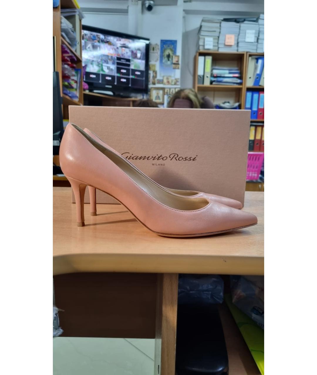 GIANVITO ROSSI Розовые кожаные туфли, фото 7
