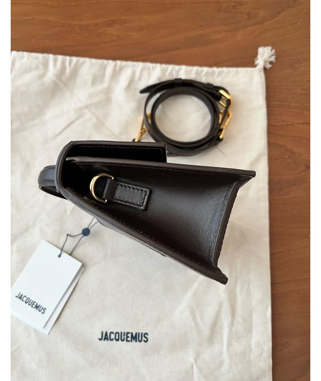 JACQUEMUS Коричневая кожаная сумка с короткими ручками, фото 4
