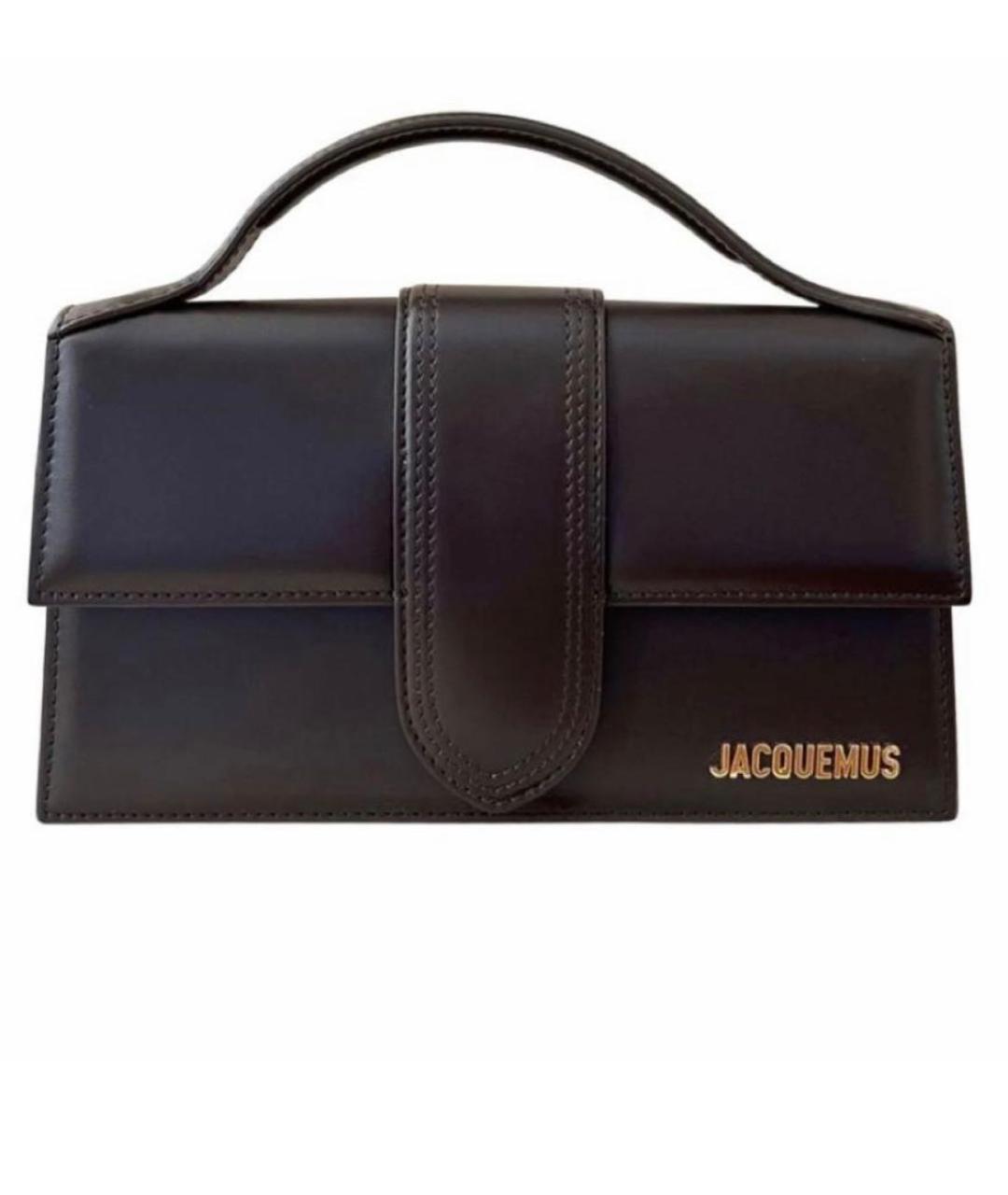 JACQUEMUS Коричневая кожаная сумка с короткими ручками, фото 1