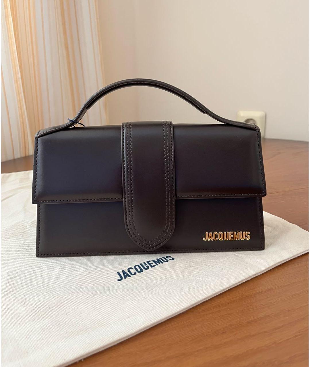 JACQUEMUS Коричневая кожаная сумка с короткими ручками, фото 7