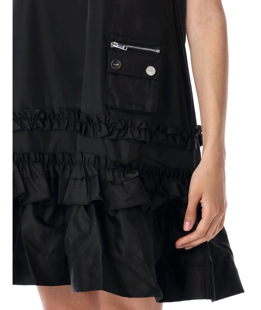 GANNI Черное полиамидовое повседневное платье, фото 3