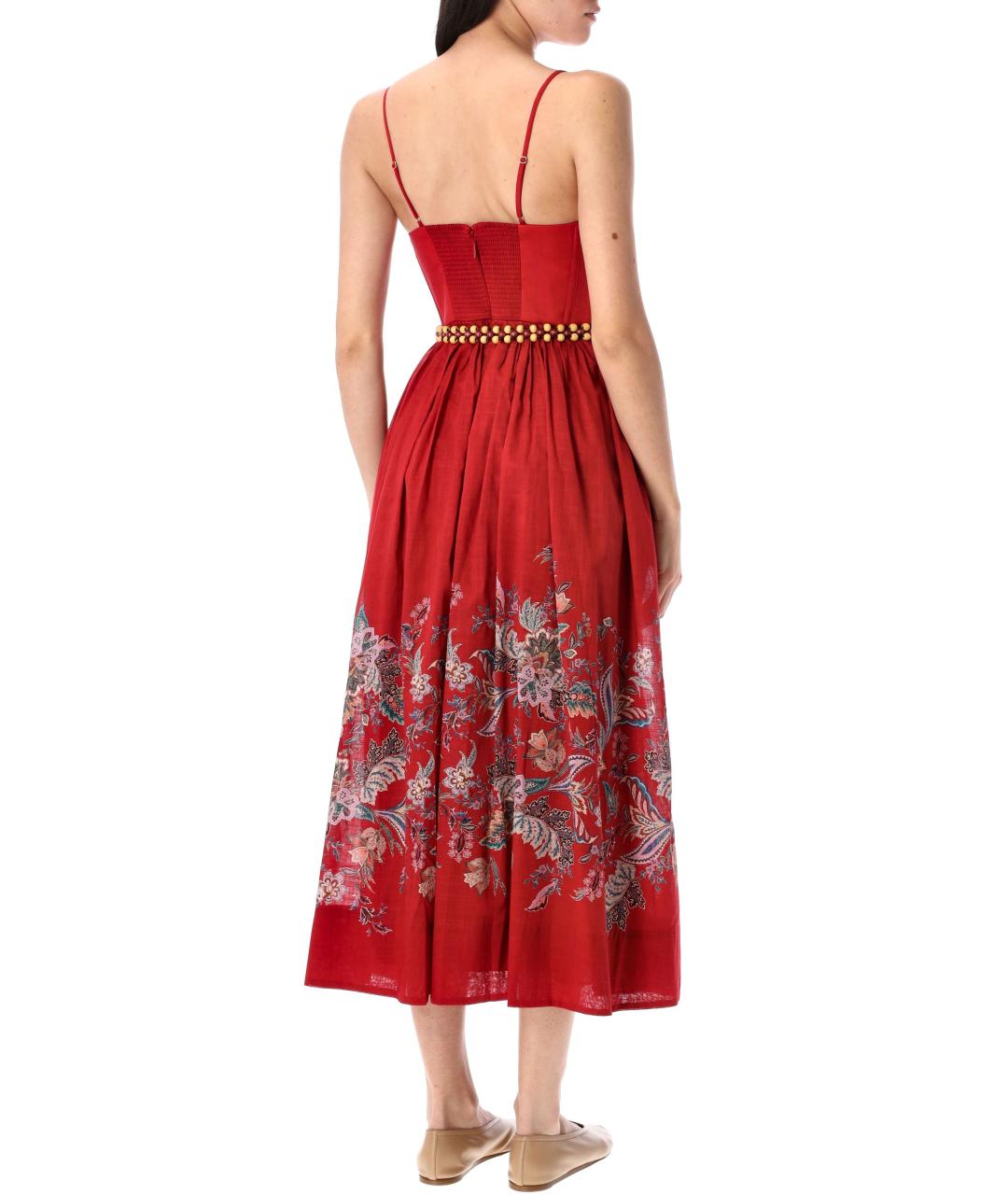ZIMMERMANN Красное хлопковое повседневное платье, фото 3