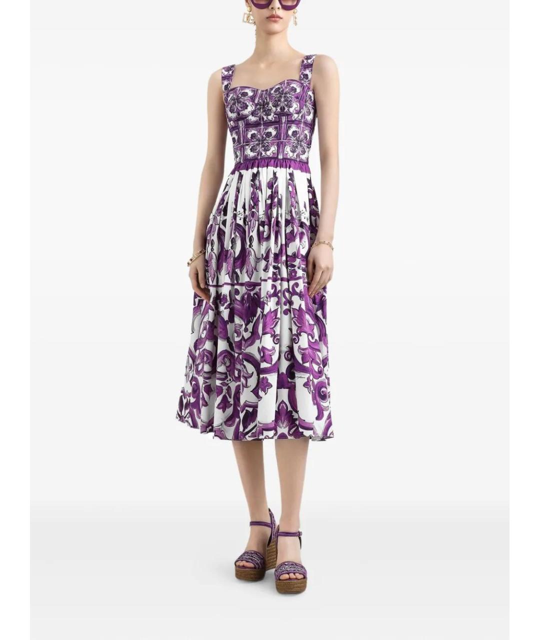 DOLCE&GABBANA Фиолетовый хлопковый сарафан, фото 2