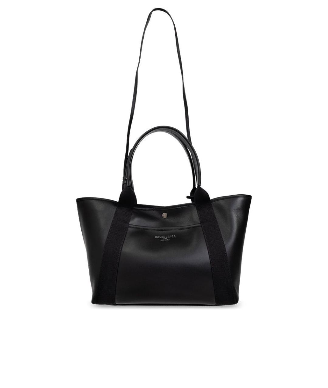 BALENCIAGA Черная кожаная сумка тоут, фото 1
