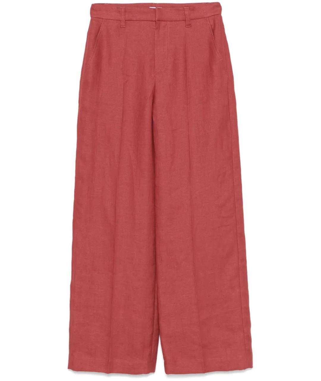 BRUNELLO CUCINELLI Красные льняные прямые брюки, фото 1