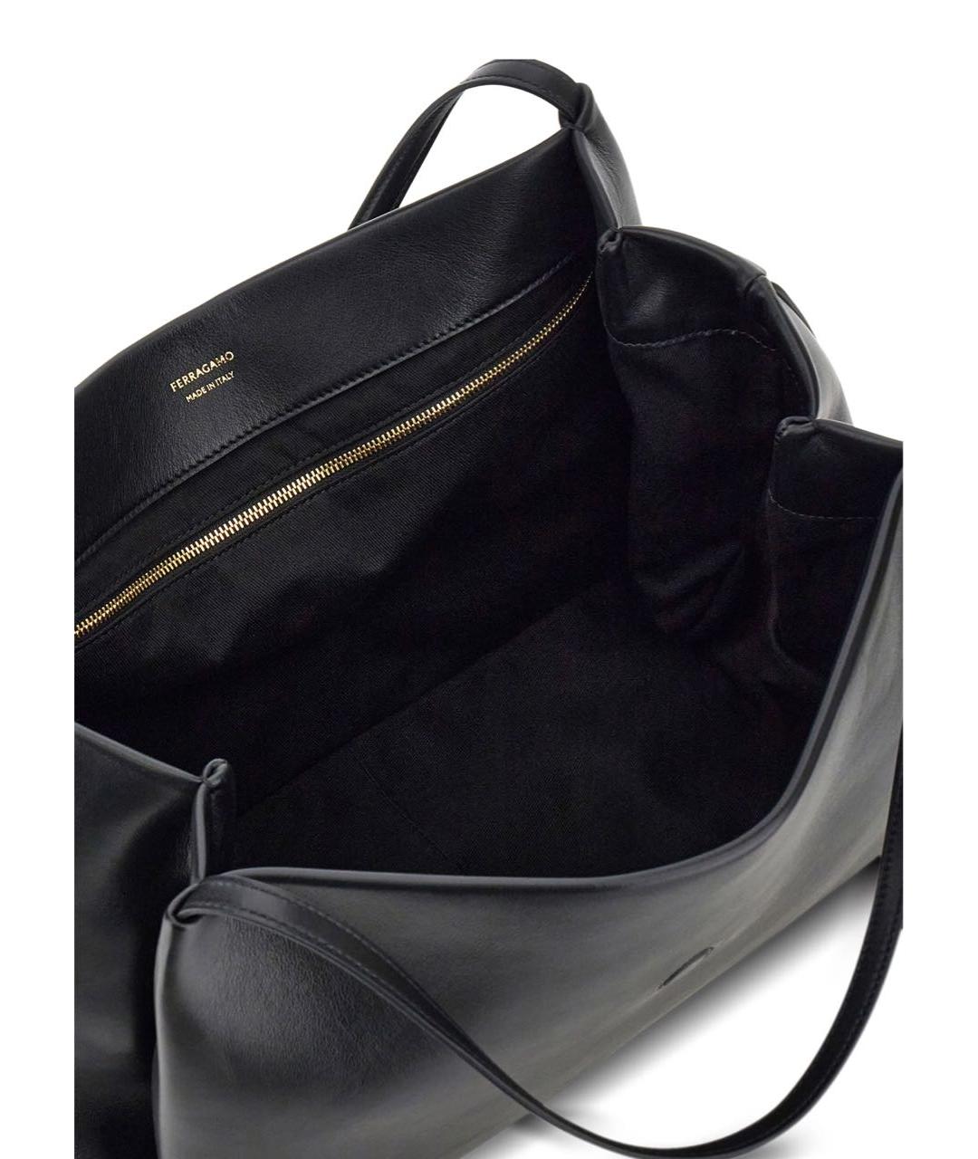 FERRAGAMO Черная кожаная сумка тоут, фото 4